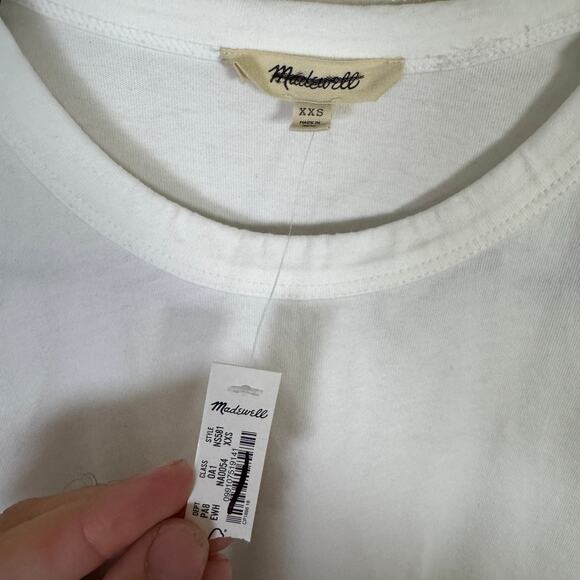Madewell Cotton Perfect Crewneck Tee Sz 2XS White Short Sleeve Pullover Stretch - Picture 6 of 9